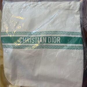 Christian Dior Green and White Tote Bag